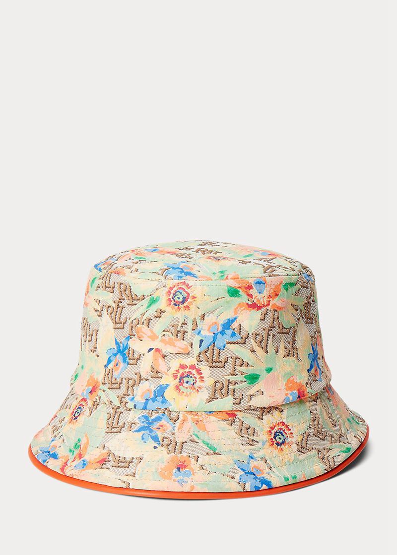 Czapka Lauren Damska Kolorowe Z Motywem Monogram Jacquard Bucket 418063-OJC